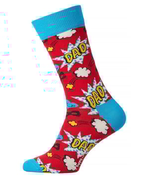 Comic Pattern Cotton Blend Dad Socks by Happy Socks Experience the universe of comic fandom right at your feet with the Happy Socks Comic Pattern Colourful Cotton Dad Socks. Available in sizes 36-40 and 41-46, these compelling socks effortlessly intertwine fashion and nostalgia, making them an essential addition to your collection. Ensconce your feet in the comfort these socks afford, a must-have for every superhero enthusiast.Happy Socks are thoughtfully conceived to bring an invigorating burst of colourful comic patterns into your everyday ensemble. With a masterful blend of comfort, appeal, and year-round wearability, these socks are woven to accommodate your dynamic lifestyle. Made from a breathable composition of 75% Cotton, 24% Polyamide, and 1% Elastane, these socks are a perfect blend of durability, flexibility, and softness.Happy Socks Comic Pattern Colourful Cotton Dad Socks possess a host of merits. Their distinct comic pattern adds a touch of graphical nostalgia to your look, whilst the snug, sweat-absorbing blend ensures ongoing pristine foot hygiene. Unleash your inner comic aficionado and stride into comfort with these stylish socks - your go-to choice for inspired sock wear.Key Product Features- Vibrant and vivid- Quality material- Nostalgic comic design- Suitable for all seasons- Ideal for everyday wear- Available in sizes 36-40 & 41-46