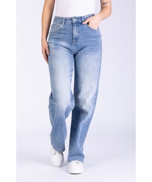 Trendige Wide-Leg Jeans in einem freundichen Blau, die man zu allem kombinieren kann