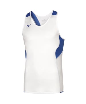 Mizuno Ronde Hals Mouwloos Wit/Blauw Heren Authentiek Singlet Tank Top