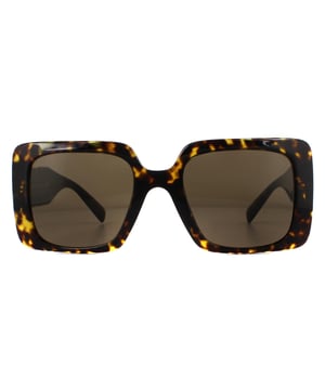 Versace Sunglasses VE4405 108/73 Havana Dark Brown are an oversized acetate design with bevel angled profiles and wide temples embellished with the new cut out metal plaque with 3D Medusa at the centre..