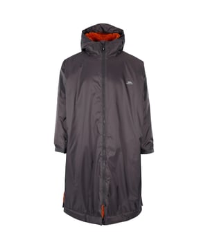 Außenmaterial: Nylon, PU-Beschichtung. Futtermaterial (%): 100% Polyester. 2-Wege-Reißverschluss. Länge: Lang. Passform: Übergroß. Taschenart: Zwei Seitentaschen, Eine Seitentasche, Reißverschluss. Futterstoff: Fleece. Kapuzenmerkmale: angenähte Kapuze. Mit Kapuze. Design: Zweifarbige Innenseite, Logo, Reflektierend. Langärmlig. Bündchen: Klettverschlusslasche. Gewebetechnik: Wasserbeständig, winddicht. S: 86,36 cm. M: 90,17 cm. L: 96,52 cm. XL: 102 cm.
