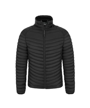 Material: 100 % recyceltes Polyester. 38 g/m². Design: Einfarbig. Gewebe-Technologie: DWR-Finish, EcoShield, Ripstop, Showerproof, Thermo Pro, Windresistent. High-Loft-Polyester-Isolierung, innere Reißverschlussabdeckung, Packaway, wattiert, thermisch. Manschette: Elastisch. Ärmel-Typ: Langärmelig. Ausschnitt: Reißverschluss-Ausschnitt. Taschen: 1 RFID-Blockier-Tasche, 1 verdeckte Tasche, 2 Seitentaschen. Verschluss: Durchgehender Reißverschluss. Saum: Kordelzug.