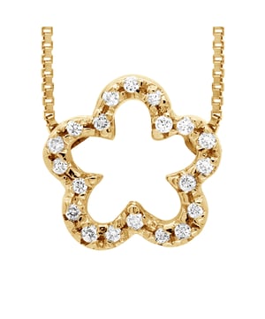 Ketting Flower Diamonds 0.15 Cts - Grootte Glossy - Serti Claws - Quality HSI (kleur H - Quality Si1) - Venetiaanse Chain Lengte 42 cm - Yellow Gold 375 duizendste - 2 jaar garantie - Wordt geleverd in een koffer met een certificaat van echtheid en een internationale garantie - Al onze juwelen zijn gemaakt in Frankrijk.