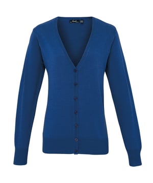 Womens long sleeve V-neck cardigan. Soft feel/Cotton rich yarn. Fine gauge knit. Button fastening. 7 button fastening. Contemporary styling. Set in sleeves. 40°C Domestic wash. Size Chest to fit 8 - 31.5, 10 - 33, 12 - 34.5, 14 - 36, 16 - 38, 18 - 39.5, 20 - 41, 22 - 42.5, 24 - 44. Fabric: 55% Cotton 45% Acrylic Weight: 12 Gauge Knit