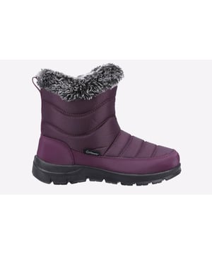 Fleece gevoerde hybride sneeuwlaars met waterbestendige rubberen galosh en zijrits voor gemakkelijk gebruik.