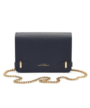 Tasche ELYSEE, getragen an der Schulter - 2 Fächer, davon 1 mit Reißverschluss - Innenfach mit Reißverschluss - Innenfutter aus Wildleder - Komfortfalten - Schulterriemen mit goldener Kette - Logo von ATELIERS SAINT GERMAIN - Klappenverschluss mit Magnetverschluss - Saffiano-Leder-Finish