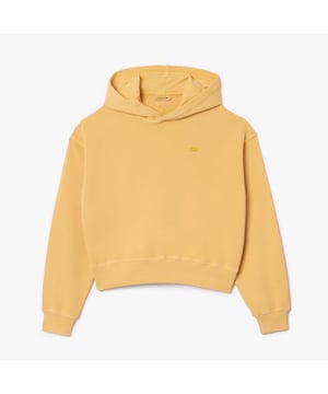 Dames Lacoste Oversized Natural Dyed Fleece Hoodie - Organisch katoen - Oversized ruim model met afgezakte schouders - Verstelbare capuchon - Geribde boorden - Tonale krokodil op buste- Hoofdmateriaal: 100% katoen.  Machinewasbaar - Ref: SF8253-IVX