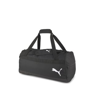 PRODUCT STORY PUMA's GOAL Duffel Bag is classic, clean and contemporary. With a large main entry, roomy end compartments and smaller side zips for stashing the important stuff, this medium sized duffel not only has plenty of space, but also plenty of style. DETAILS: Two-way zip opening into main compartmentLarge zip compartment at sideAdditional small zip pocket at sideConnectable carry handles with hook-and-loop closurePadded, adjustable shoulder strap stamped with PUMA Cat LogoPUMA Cat Logo at right side100% Polyester