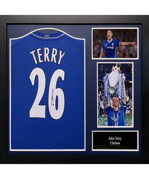 This is an official Chelsea 2012-13 shirt which was personally signed by Legend & Captain  John Terry at a recent signing session in Birmingham 15th March 2019.<BR><BR>The item comes with an Allstarsignings certificate of authenticity which will have photographic proof inserted into it and is framed and ready to hang.