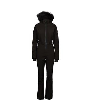 Material: Elastane, Polyester. Pockets: 2 Side Pockets, Zip, Ski Pass Pocket. Hood Features: Adjustable, Detachable Faux Fur Trim, Zip-Off. Cuff: Adjustable Wrist Strap, Inner Stretch. Belt Loops, Removable Waist Belt. Lining: Polyamide. Fabric: Softshell, TPU Membrane. Fastening: Water Repellent Zip.
