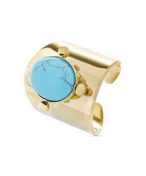 Turquoise Kumora ring in 18K geel goud. Africa is de perfecte serie voor vrouwen met persoonlijkheid die niet bang zijn om het risico te nemen sieraden met hun eigen karakter te dragen.
