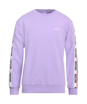 Moschino Purple Sweater, Elasticated Sleeve Ends and Waist, Crew Neck Jumper, 95% Cotton, 5% Elastane, Branded Tape Around The Arms, Moschino Collection, Regular Fit, Fits True To Size, Regular Fit, Fits True To Size, Taped Shoulder, Monotone Logo On Chest