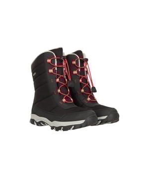 Marke: Mountain Warehouse. Obermaterial: Stoff. Futterstoff: Stoff. Laufsohle: langlebig, Hohe Traktion, Synthetischer Stoff, TPR. Gewebetechnik: Wasserabweisend, isolierend, Isotherm, Schneedicht. Mit Kunstpelz-Besatz, Leicht. Absatz: Flach. Wadenmitte. Design: Kontrast Detail. Zehenstil: Rund. Zum Überziehen, Knebel.