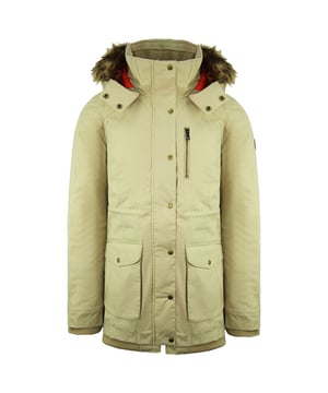Vans fuera de la pared Manga larga con cremallera con capucha beige para mujer chaqueta parka vx1te62