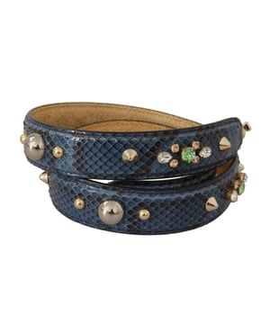 Gorgeous brand new with tags
  100% Authentic Dolce & Gabbana
  Made from leather in a pretty blue hue
  Complete with two gold-tone lobster clasps
  Model: Shoulder Strap for bags
  Gender: Women
  Color: Blue with gold metal detailing
  Material: 100% Python Leather
  Logo Details
  Made in Italy
  Measurements: 105cm x 3cm