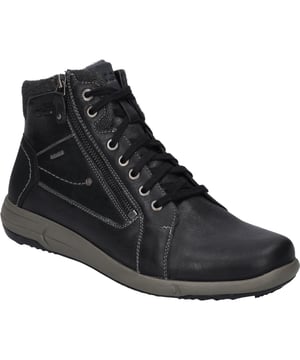 Unsere Stiefelette ist für den Herbst und Winter mit flauschigem Plüsch warm gefüttert. Das Modell Enrico 55 bietet einen guten Einstieg durch eine modische Schnürung. Die TopDryTex-Membran gewährt wasserabweisende Schuhe für trockene Füße. Unsere Stiefelette hat eine herausnehmbare Sohle damit Du wenn gewünscht Deine eigenen Einlegesohlen nutzen kannst. Die Fertigungsart Strobel wird normalerweise für Sneaker verwendet wodurch sie den Schuh sehr leicht macht. Mit der Normalschuhweite G ist die Stiefelette Enrico 55 ideal zugeschnitten. Besonders in der Freizeit – mit unserem alltagstauglichen Begleiter findest Du Deinen Weg!