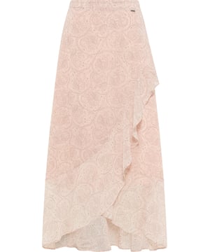 Dieser Maxirock von DreiMaster Vintage ist feminin und vielseitig zugleich. Das lange Design aus weichem, fließendem Material ist angenehm unkompliziert, verfügt über ein Boho-Blumenmuster und eine querlaufende Rüsche, die dem Rock einen spannenden Twist verleiht. Eine elastische Taille und ein durchgehendes Innenfutter sorgen für mehr Komfort. In Kombination mit Boots entsteht ein trendiger Stilbruch, aber auch mit Sandalen wird der Sommerlook perfekt.  Rock