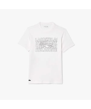 Mens Lacoste Sport Ultra-Dry Printed Sport T-shirt  Organic cotton  Regular fit  straight cut  Crew neck Print on front Silicone crocodile on front