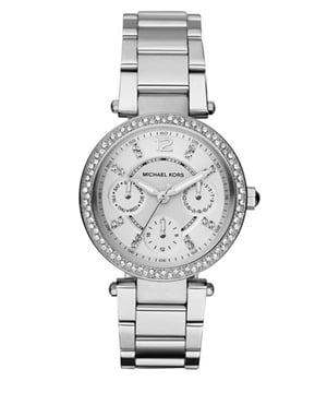 Michael Kors Parker MK5615 is een mooi en aantrekkelijk dameshorloge. De kast is gemaakt van zilverkleurig roestvrijstaal, wat staat voor een hoge kwaliteit van het artikel en de zilverkleurige wijzerplaat geeft het horloge die unieke look. EAN 4051432546532.