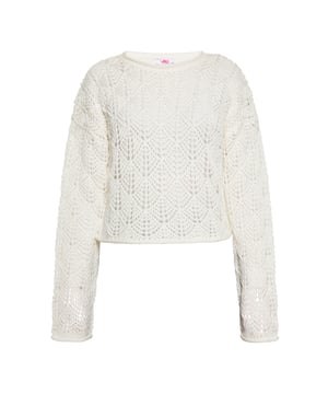 Ontdek een chique toevoeging aan je garderobe met deze opengewerkte trui. Deze gebreide trui met lange mouwen straalt een eigentijdse sfeer uit. De ronde halslijn en rechte zoom dragen bij aan de casual uitstraling, terwijl de elastische textuur zorgt voor comfort en flexibiliteit. Deze opengewerkte trui is perfect als laagje of als zelfstandig exemplaar en is een must-have.  Jumper
