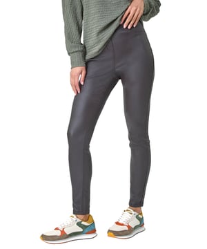 Coated Faux Leather Jeggings from Roman. A twist on the classic faux leather leggings, this pair have all the intricate details you would find on denim. Functional back pockets and belt loops make these jeggings practical and easy to style. They have flattering stitch detail for extra interest. Cut in a skinny style from a stretch woven fabric these are designed to pull on for fuss free fashion!