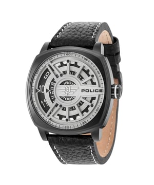 Police R1451290002 - Reloj para hombre cuarzo acero inoxidable• material: acero inoxidable• cristal: minèral• pulsera: cuero• correa: negro• resistencia al agua: 50 m (5 ATM)• tamaño de la caja: 49 mm