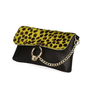 Clutch mit einem Fach für Damen, verstellbarer und abnehmbarer Schulterriemen. Handgefertigtes italienisches Produkt aus echtem Dollaro + Pferdeleder. Hergestellt in Italien