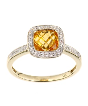 9K (375) White Gold: 1.9gr; # Diamond: 0.13ct; # Citrine: 1.2ct