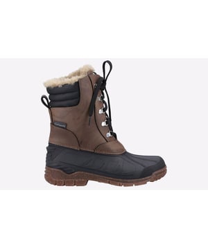 Inspired by the hidden tracks and unpredictable weather of the Cotswolds, these Hatfield hybrid weather boots combine a completely waterproof rubber sole and foot section and warming hi-leg upper for real practical comfort.
- Hybrid weather boot designed for the elements- Waterproof rubber galosh- Luxury faux sheering microfiber fleece lining- Breathable synthetic mesh panels- High leg opening and warming gussets- Five metal D-ring lace holds and cord lacing