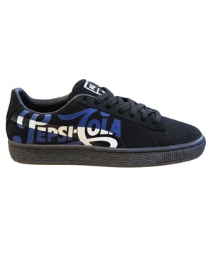 Puma Suede Classic X Pepsi Papsi Mens Fake Lace de cuero Black Up Shoes 366332 02
