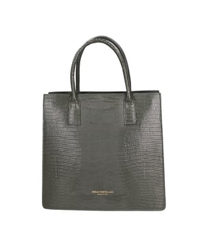 Bolso shopping rígido para mujer, en piel auténtica estampada con efecto lagarto. Equipado con bandolera ajustable y extraíble. Producto artesanal italiano. Hecho en Italia