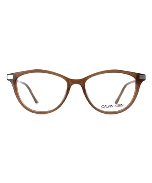 Calvin Klein Cat Eye Womens Milky Taupe CK19531  Glasses are a feminine cat eye style made from lightweight acetate. They feature the Calvin Klein branding on the temples for brand authenticity.