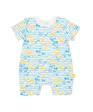 Perfect for playing or snoozing, this romper featuring our colourful and cute fish explorer all-over print is comfy, practical and great for the summer season.