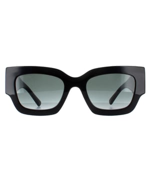 Jimmy Choo Square Womens Black Grey Gradient NENA/S  Sunglasses boast a square-style frame and are distinguished by their large metal branding on the hinges. These sunglasses offer a sophisticated and contemporary look, perfect for adding a touch of glamour to any outfit.