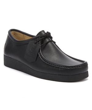 The leather shoes from TOWER feature a classic moccasin-inspired silhouette with two-eyelet lace up fastening and a simple crepe rubber sole. The upper is crafted from a smooth soft Nappa leather proudly emblazoned with the TOWER icon and TOWER branded swing tag.