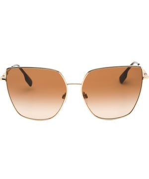 Een vleugje plezier voor je zomerdagen, maar niets ongewoons voor een Burberry-verzamelobject. Burberry Gold zonnebril perfect voor de zomer Burberry Gold 0BE3143 110913 zonnebril, lensbreedte = 61 mm, neusbrugbreedte = 14 mm, armlengte = 140 mm, Made in Italy zonnebril, zonnebrildoos, schoonmaakdoekje en onderhoudsinstructies allemaal inbegrepen, 100% bescherming tegen UVA and UVB Zonlicht en conform Britse norm EN 1836:2005 Burberry gouden zonnebril 0BE3143 ALEXIS 110913