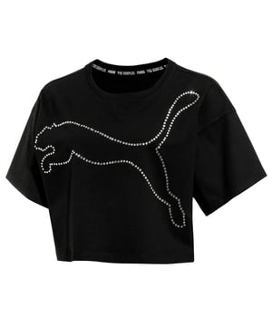 Puma xthe Kooples Womens Tee Logotipo gráfico Camiseta recortada 578390 01