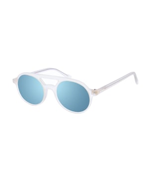 Gafas de sol Kypers con montura de acetato.
Color Transparente mate
Forma ovalada.
Lentes de color Gris
Patillas de acetato, con el nombre de la marca grabado.
100% Protección UV. 
Cristales antirreflejo polarizados.
Incluye una funda de tela de protección.

Medidas  Alto lente: 43 mm
Ancho lente: 50 mm.
Puente: 21 mm.
Patillas: 145 mm.


Limpieza y manutención:
-Limpiar las gafas con agua y jabón (neutro).
- No utilice paños sucios o abrasivos, que puedan alterar las características de los filtros.
- Utilice solo accesorios y repuestos originales.