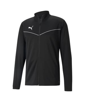PRODUKTGESCHICHTE Moderne Designs und leistungsstarke Materialien vereinen sich in der teamRISE-Kollektion, um die Anforderungen deines Teams zu erfüllen, egal auf welchem Niveau du spielst. In dieser Polyesterjacke mit farblich abgesetzten Paspeln auf der Brust und dem kultigen PUMA Schriftzug siehst du beim Training für den Spieltag immer gut aus. DETAILS Normale PassformStehkragen und durchgehender ReißverschlussSeitentaschenElastische ÄrmelbündchenFarblich abgesetzte Paspel in V-Form auf der BrustPUMA Cat Logo-Heat-Transfer auf der rechten Brust100% Polyester