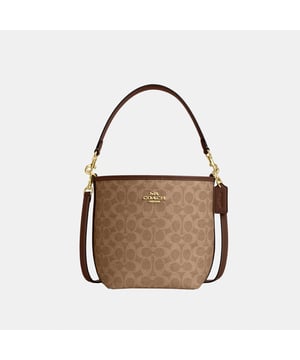 City Bucket Bag in Signature Canvas, Inside zip pocket,  Length: 16.50 cm,  Width: 11.50 cm,  Height: 21.00 cm