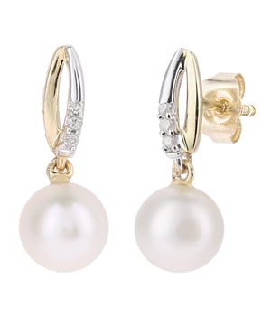 Oro blanco de 9 quilates (375): 1,3 g; # Diamante: 0,03 ct; # Perla cultivada: 4,1 ct