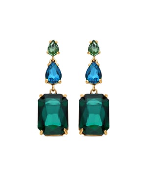 Pendientes Lali de Cristal Verde acabados en oro amarillo de 18k.