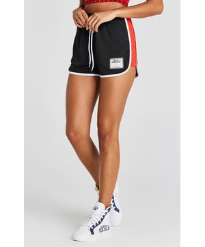 inchBlack Panelled Runner ShortRegular fitSoft touchWoven patch SikSilk logoCustom cord tips and eyeletsContrast panel detailMachine wash100% Polyester Interlock inch