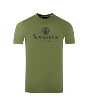 Aquascutum London Aldis Brand Logo Army Green T-Shirt. Feel confident and stylish with the Aquascutum Bold Aldis Logo Army Green T-Shirt. Made from comfortable materials, this T-Shirt is emblazoned with Aquascutum's Aldis logo and features a classic crew neck and short sleeves. Step out with style and class!. Aquascutum Branded Logo Army Green tee, Crew Neck, Short Sleeves. 100% Cotton, Regular Fit. Fits True To Size. Style Code: TS002 06