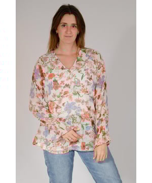 Lined but lightweight polyester, with a chiffon feel. Floaty and relaxed fit. Pair with pale jeans for a fresh and summery outfit, but great for any season paired with darker bottoms. Fit: Relaxed, Sizing: As expected