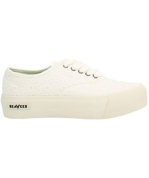 Zapatos de Mujer Seavees Legend Platform Bordado con Cordones de Lona Blanca LEGEND_EMBROIDERY_AF_WHITE