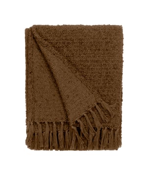 The Candar throw features an all-over boucle fabric in warm earthy tones, offering both subtlety and style. Its fringed trim and versatile palette makes it perfect for layering, adding a cosy yet sophisticated touch to your decor. This throw is perfect for adding depth and texture to any space. Size: 130cm x 170cm.