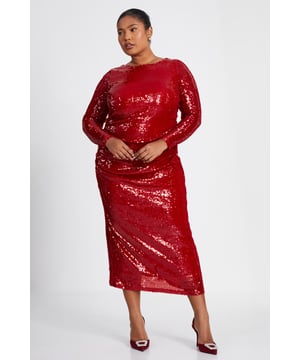 - Sequin finish - Round neckline - Ruched detail - Long sleeves - Model height: 5'7" - Model wears uk 18 / us 14 / eur 46 - Always check the care wash label - Cool hand wash with mild detergent