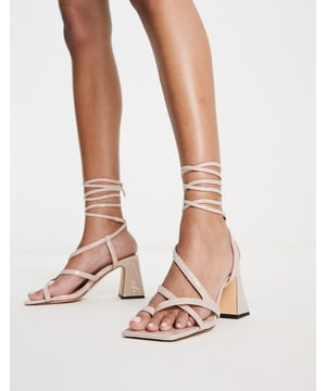 Nature ecru best sale strappy block sandals
