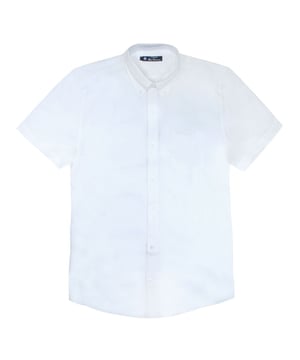 Ben Sherman script bordado liso oxford manga corta hombre camisa blanca 0066952